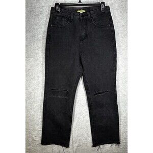 Gianni Bini High Rise Jeans Black Straight Cropped Distressed Stella Women's 27